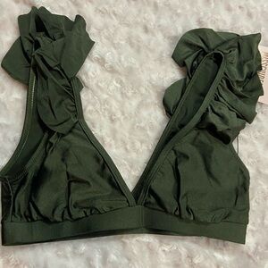 Misguided Olive Shoulder Detail Bikini Top Size 4 NWT top only